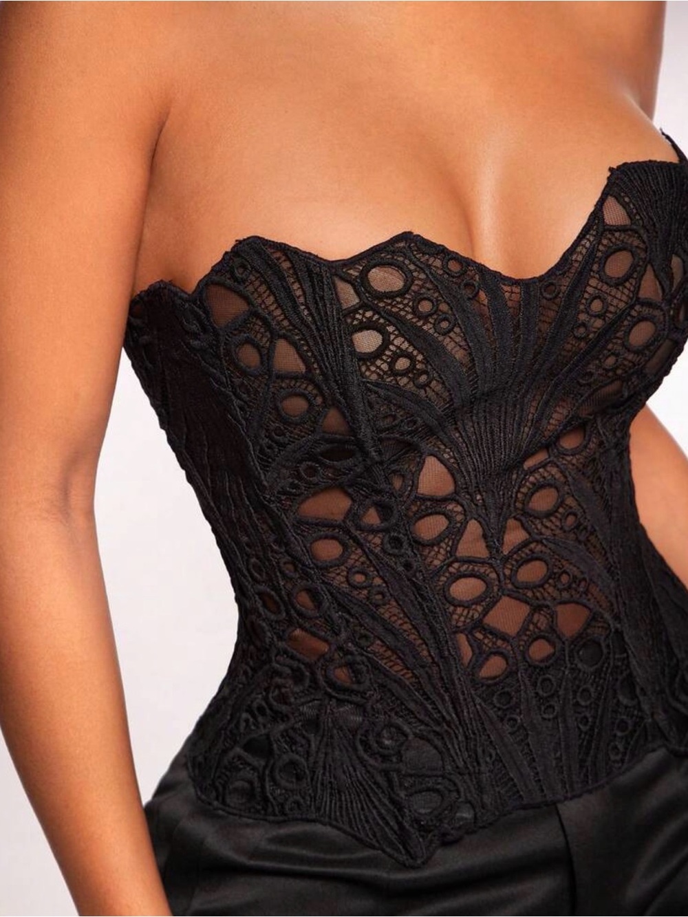 Strapless Black Lace Corset Bustier Top NWOT